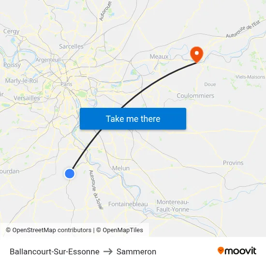 Ballancourt-Sur-Essonne to Sammeron map