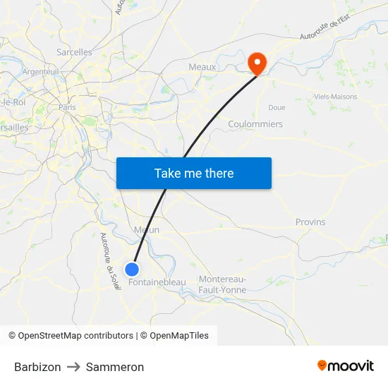 Barbizon to Sammeron map