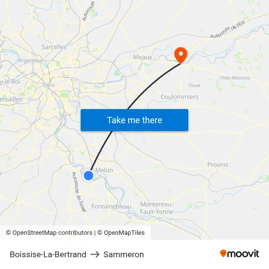 Boissise-La-Bertrand to Sammeron map