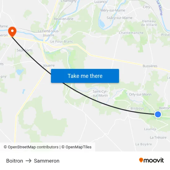 Boitron to Sammeron map