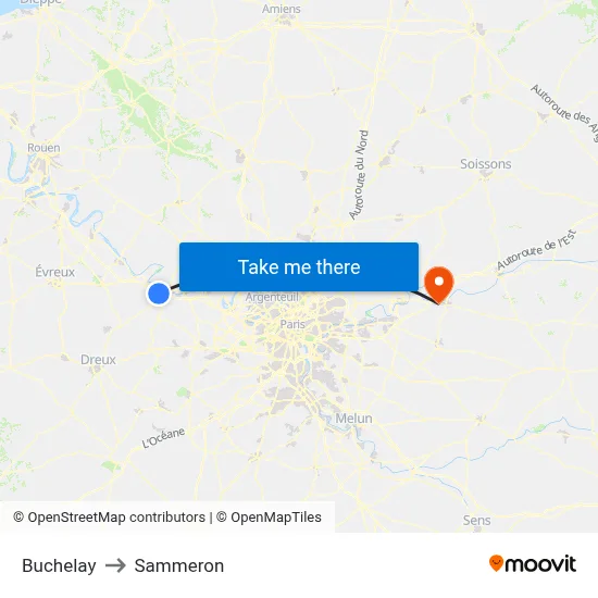 Buchelay to Sammeron map