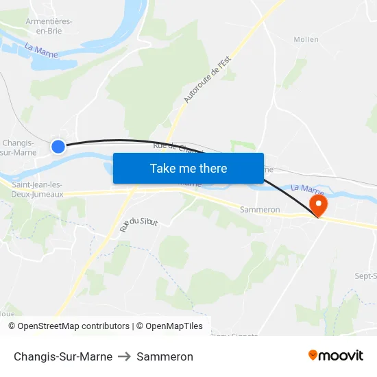Changis-Sur-Marne to Sammeron map