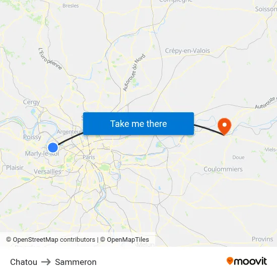 Chatou to Sammeron map