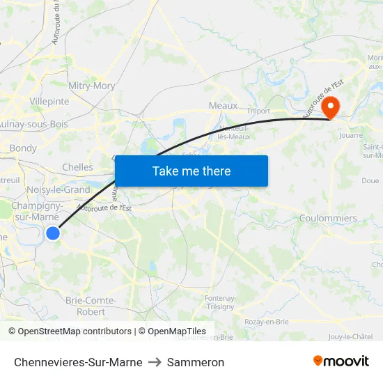 Chennevieres-Sur-Marne to Sammeron map
