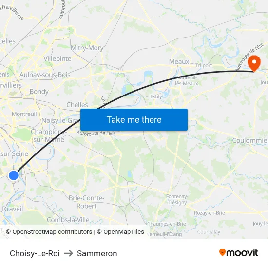 Choisy-Le-Roi to Sammeron map