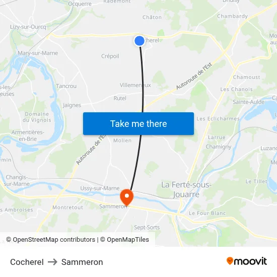 Cocherel to Sammeron map