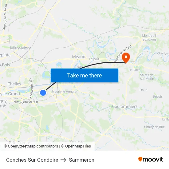 Conches-Sur-Gondoire to Sammeron map