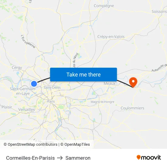 Cormeilles-En-Parisis to Sammeron map