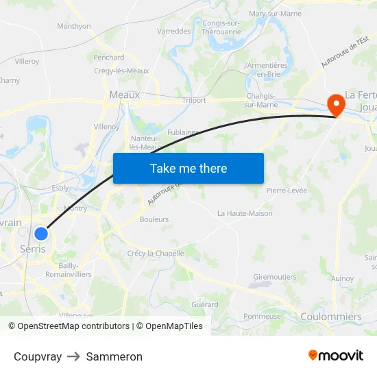 Coupvray to Sammeron map
