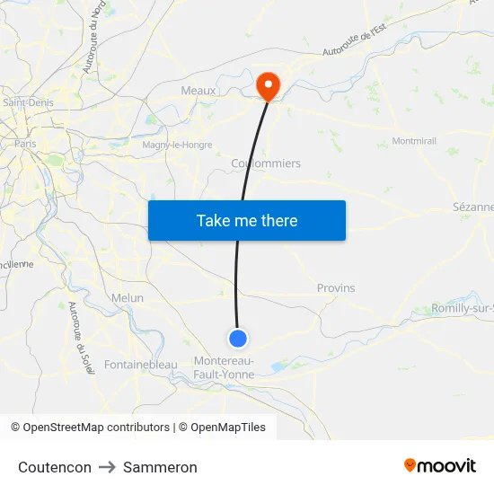 Coutencon to Sammeron map
