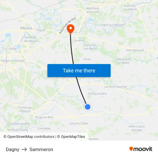 Dagny to Sammeron map