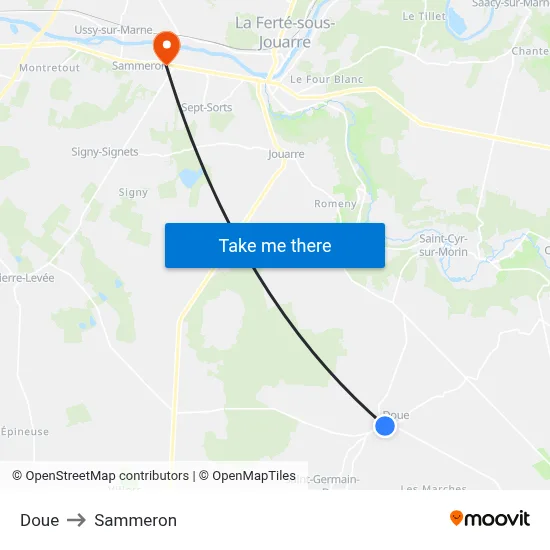 Doue to Sammeron map