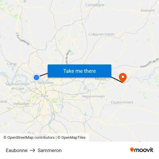 Eaubonne to Sammeron map