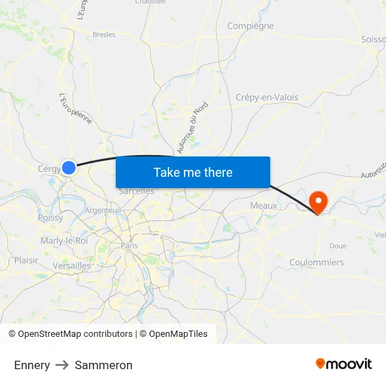 Ennery to Sammeron map