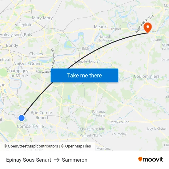 Epinay-Sous-Senart to Sammeron map