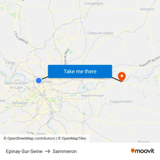 Epinay-Sur-Seine to Sammeron map