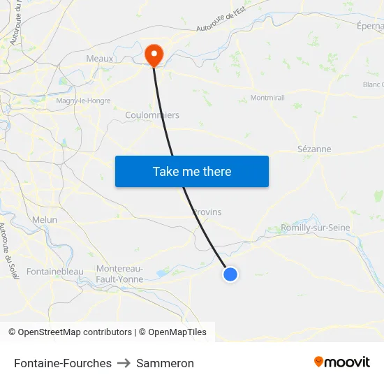 Fontaine-Fourches to Sammeron map