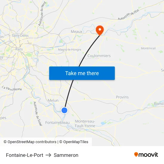 Fontaine-Le-Port to Sammeron map