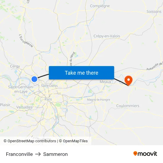 Franconville to Sammeron map