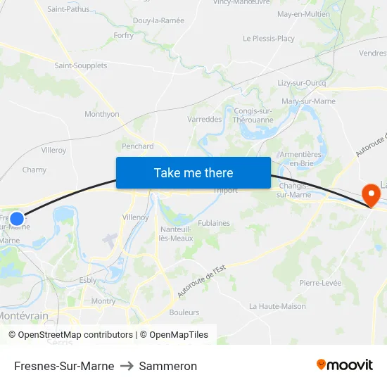 Fresnes-Sur-Marne to Sammeron map