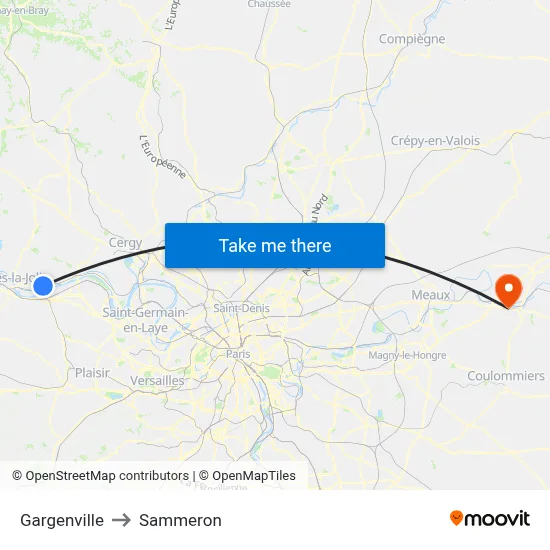 Gargenville to Sammeron map