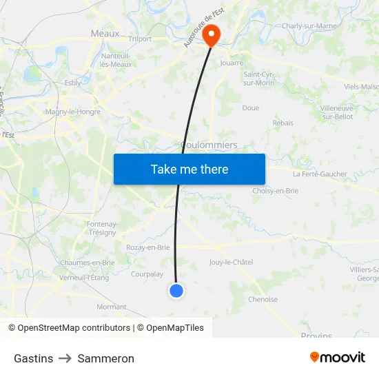 Gastins to Sammeron map