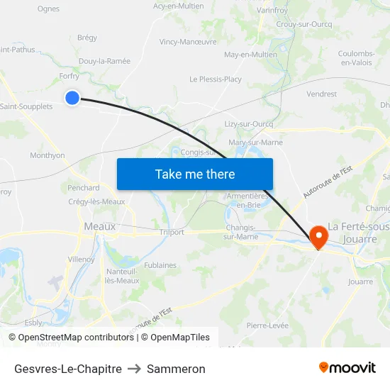 Gesvres-Le-Chapitre to Sammeron map