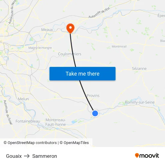 Gouaix to Sammeron map