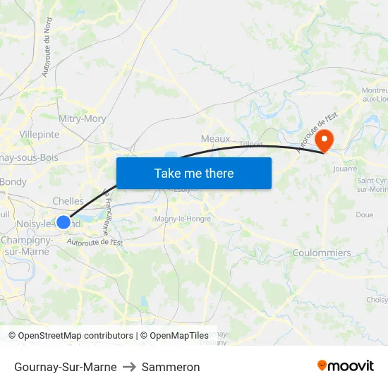 Gournay-Sur-Marne to Sammeron map