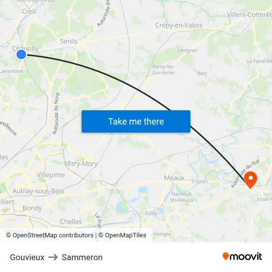 Gouvieux to Sammeron map