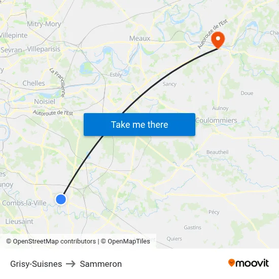 Grisy-Suisnes to Sammeron map
