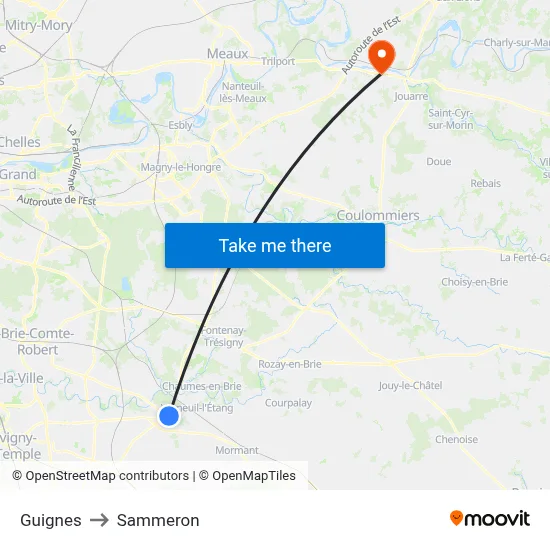 Guignes to Sammeron map