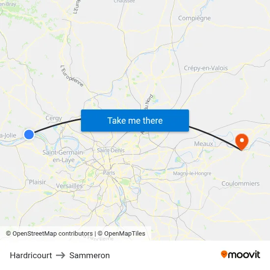 Hardricourt to Sammeron map