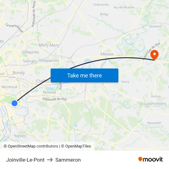 Joinville-Le-Pont to Sammeron map