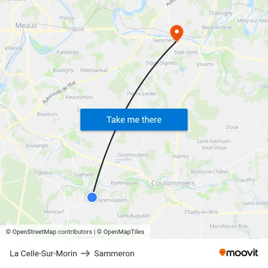 La Celle-Sur-Morin to Sammeron map