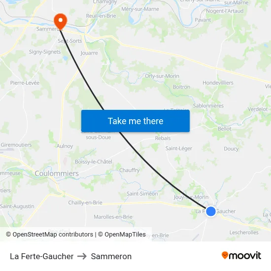 La Ferte-Gaucher to Sammeron map