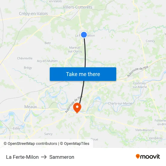 La Ferte-Milon to Sammeron map