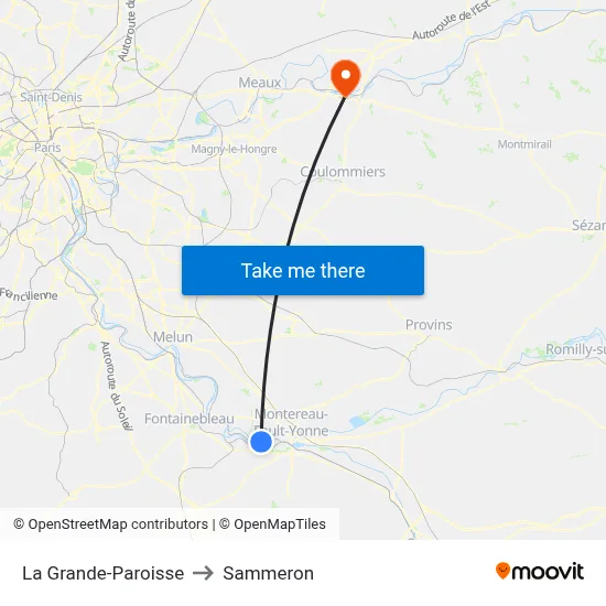 La Grande-Paroisse to Sammeron map