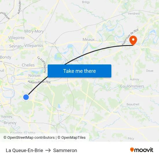 La Queue-En-Brie to Sammeron map