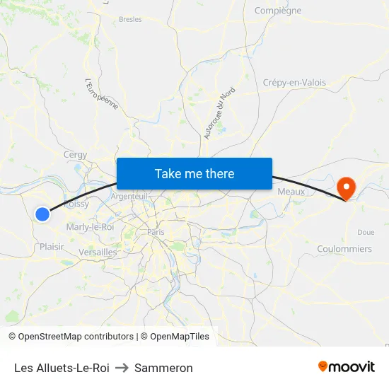 Les Alluets-Le-Roi to Sammeron map