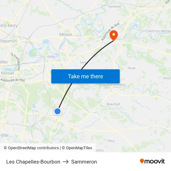 Les Chapelles-Bourbon to Sammeron map