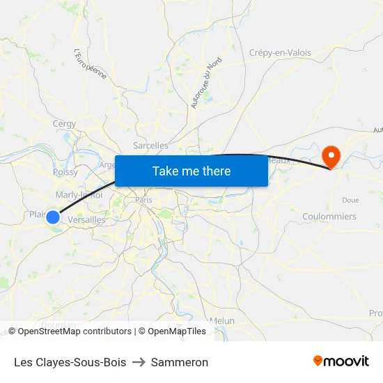 Les Clayes-Sous-Bois to Sammeron map