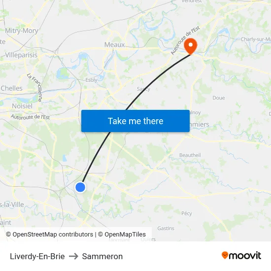 Liverdy-En-Brie to Sammeron map