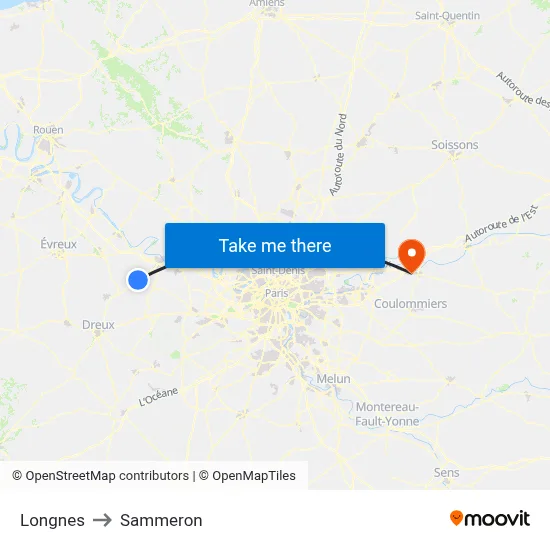 Longnes to Sammeron map
