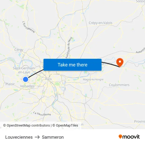 Louveciennes to Sammeron map