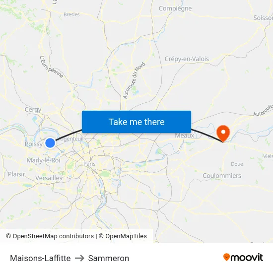 Maisons-Laffitte to Sammeron map