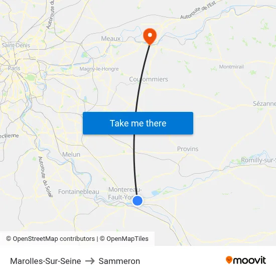 Marolles-Sur-Seine to Sammeron map
