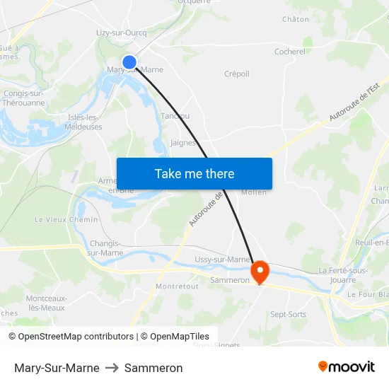 Mary-Sur-Marne to Sammeron map