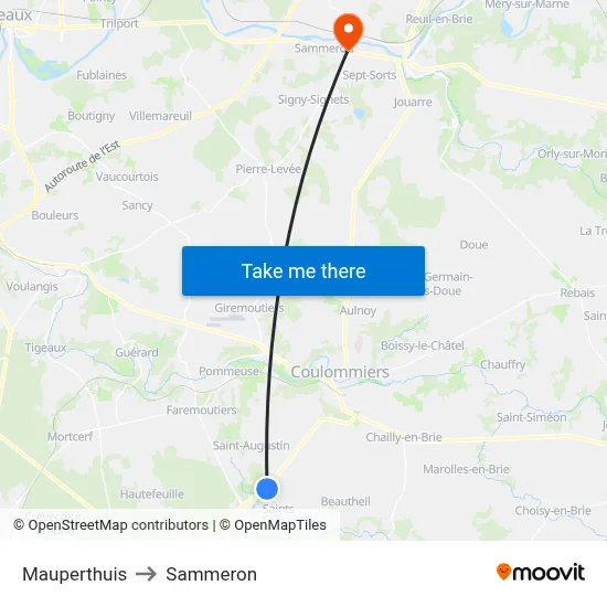 Mauperthuis to Sammeron map