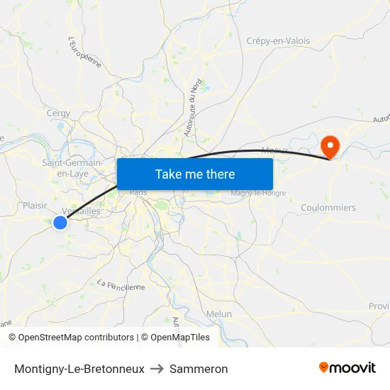 Montigny-Le-Bretonneux to Sammeron map